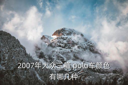 2007年大众三箱 polo车颜色有哪几种