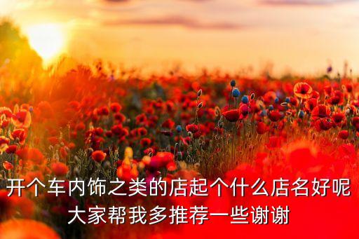 开个车内饰之类的店起个什么店名好呢大家帮我多推荐一些谢谢