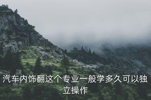汽车内饰翻这个专业一般学多久可以独立操作