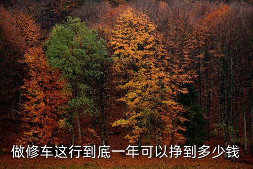 做修车这行到底一年可以挣到多少钱